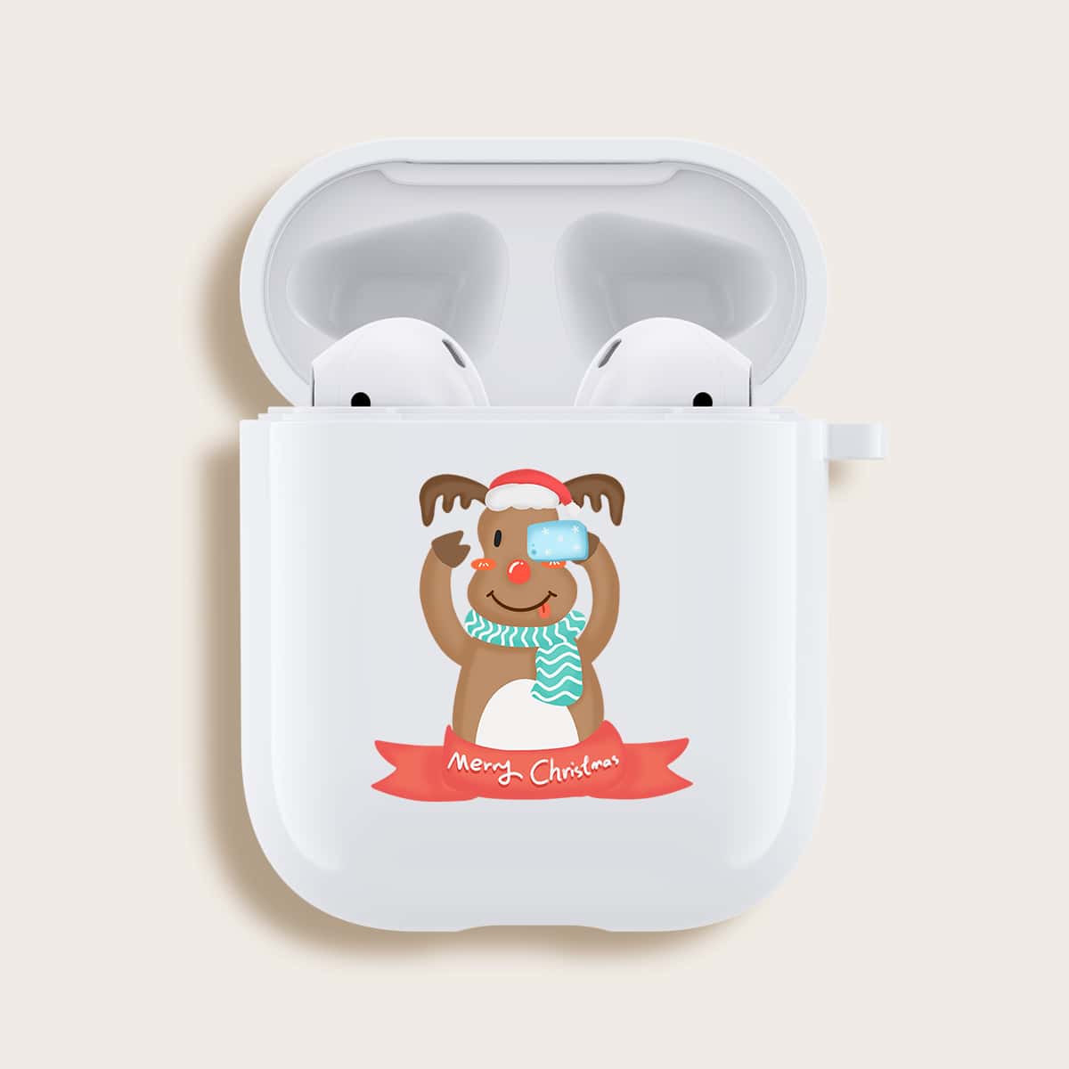 

Christmas Cartoon Graphic Airpods Case, White