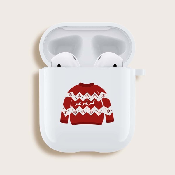 

Рождественский чехол для Airpods с принтом свитера, Белый