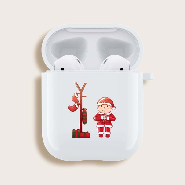 

Рождественский чехол для Airpods с рисунком Санта-Клауса, Белый