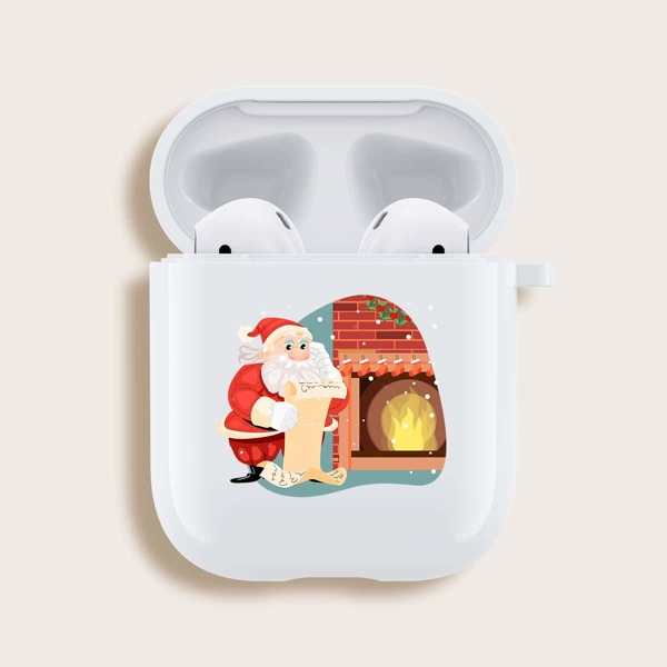 

Рождественский чехол для Airpods с рисунком Санта-Клауса, Белый