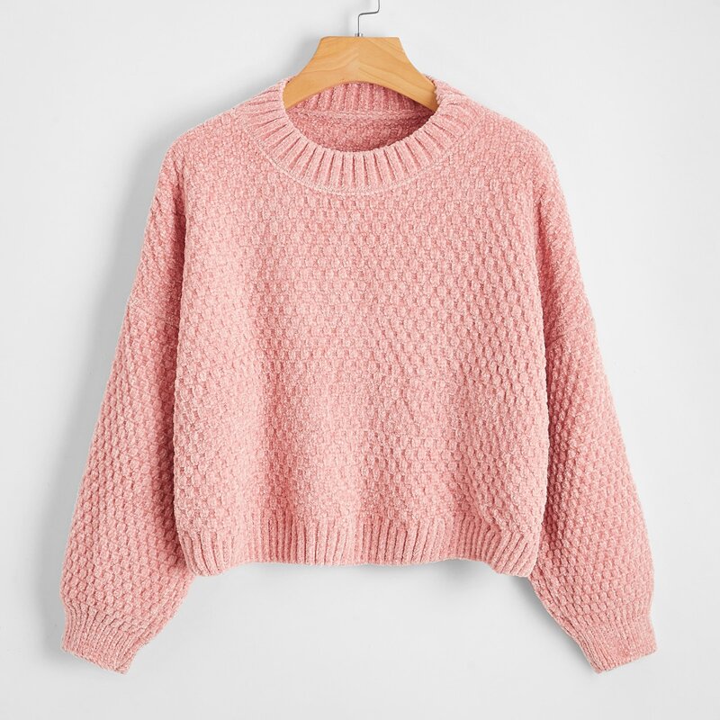 

Solid Drop Shoulder Oversized Sweater, Dusty pink
