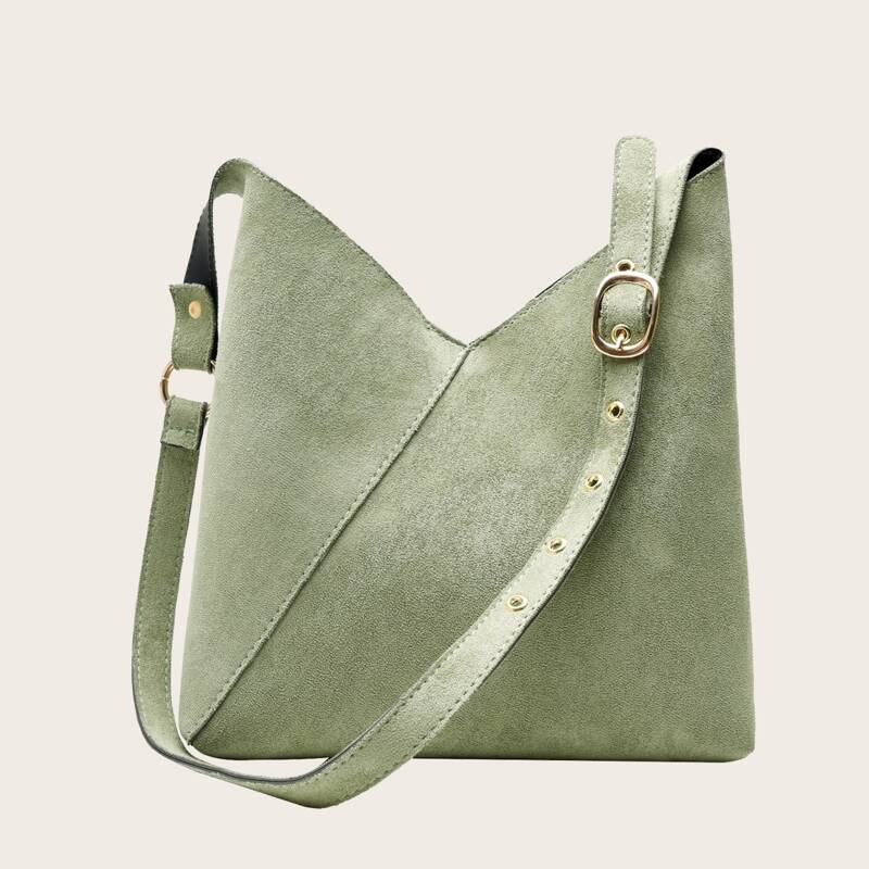 

V-cut Crossbody Bag With Inner Pouch, Green
