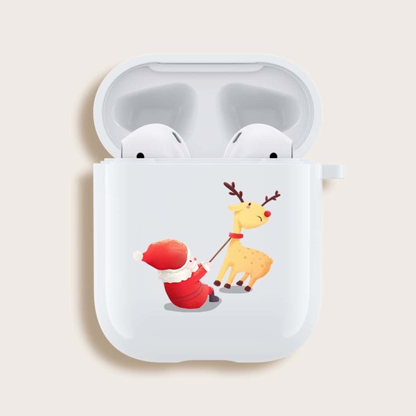 

Чехол для Airpods с рождественским рисунком, Белый