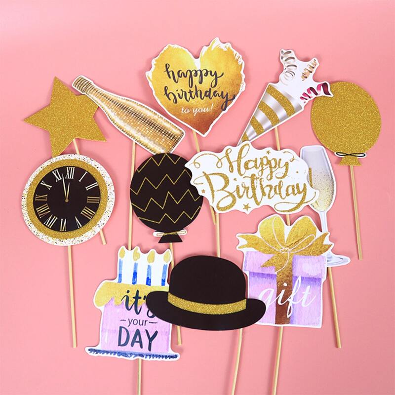 

12pcs Birthday Decorative Photo Props, Multicolor