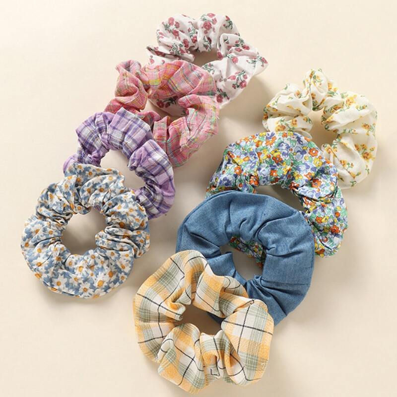 

3pcs Random Floral & Plaid Scrunchie, Multicolor