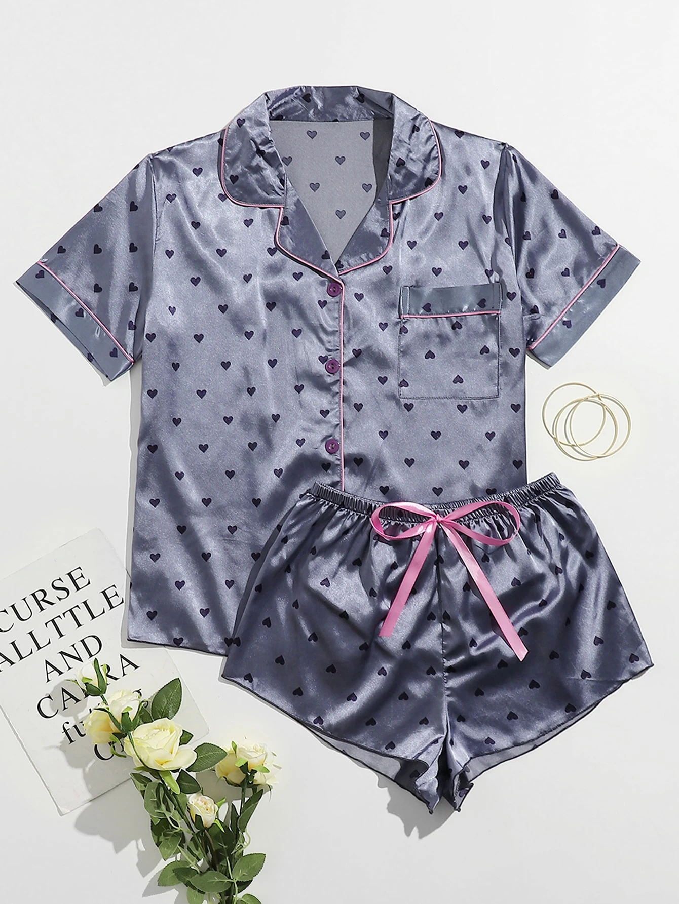 satin print top