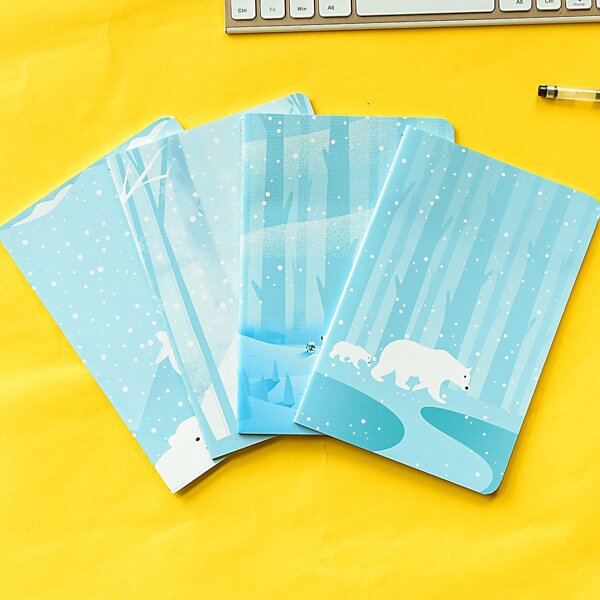 

1pack Polar Bear Print Cover Random Notebook, Multicolor