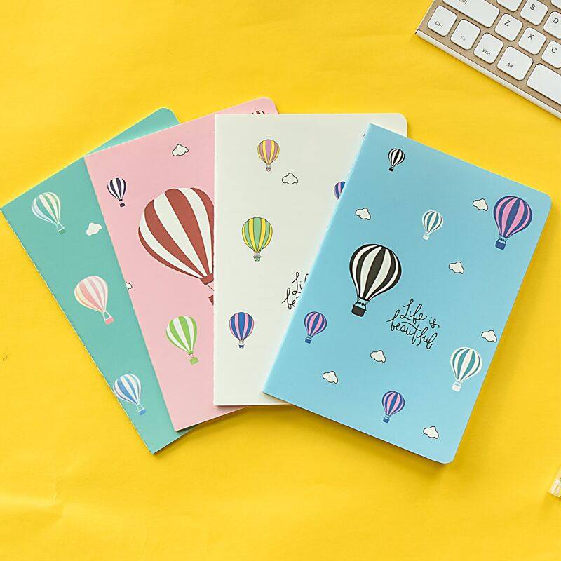 

1pack Hot Air Balloon Print Cover Random Notebook, Multicolor