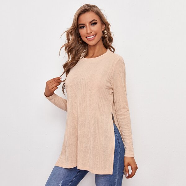 

Split Side Longline Tee, Apricot