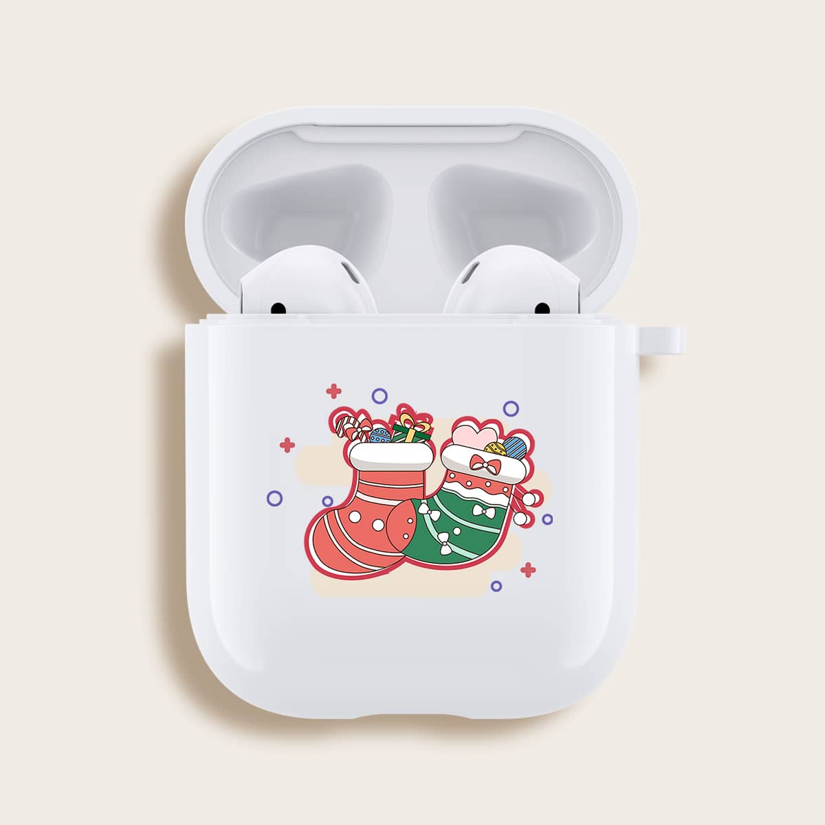 

Christmas Sock Airpods Case, White