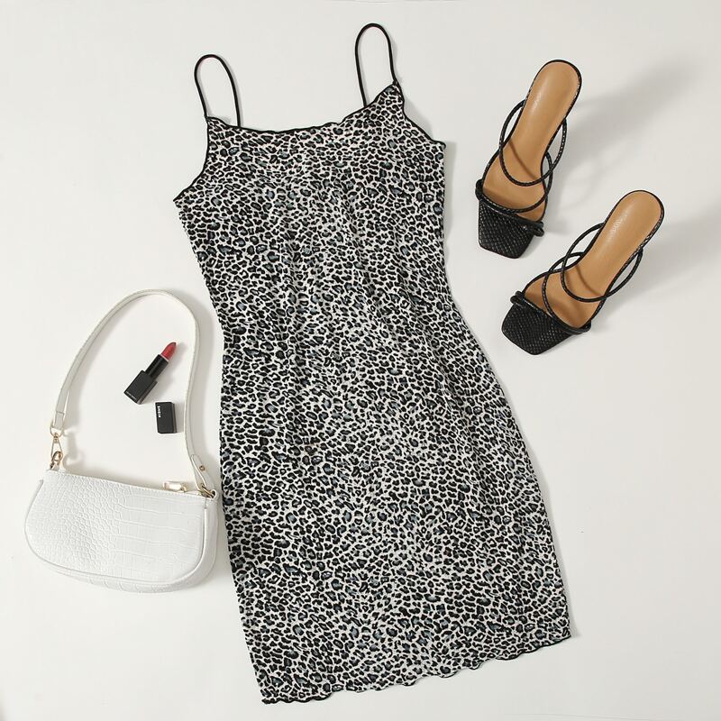 

Leopard Print Lettuce Edge Dress, Multicolor