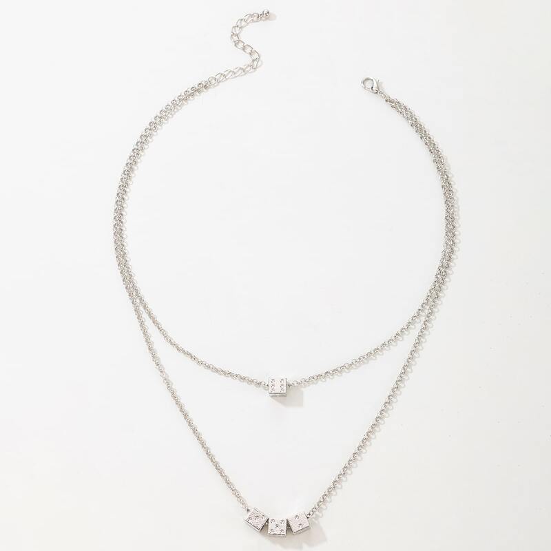 

Dice Layered Necklace, Silver