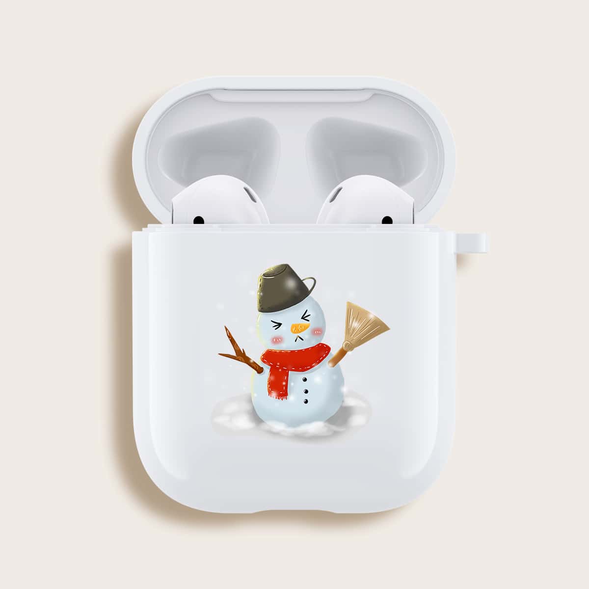 

Christmas Snowman Pattern Airpods Case, White