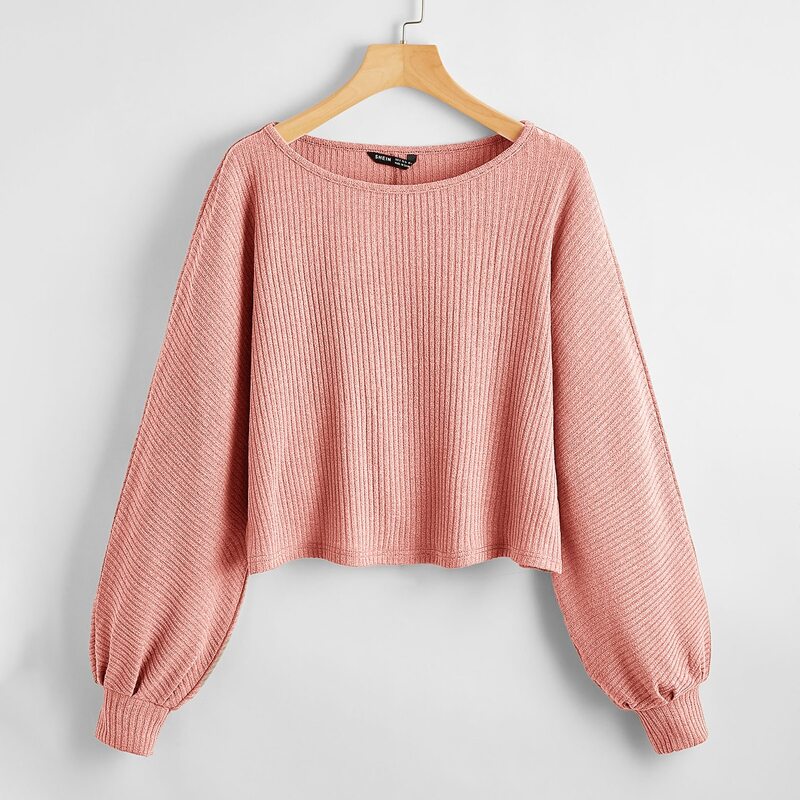 

Solid Rib Knit Tee, Coral pink