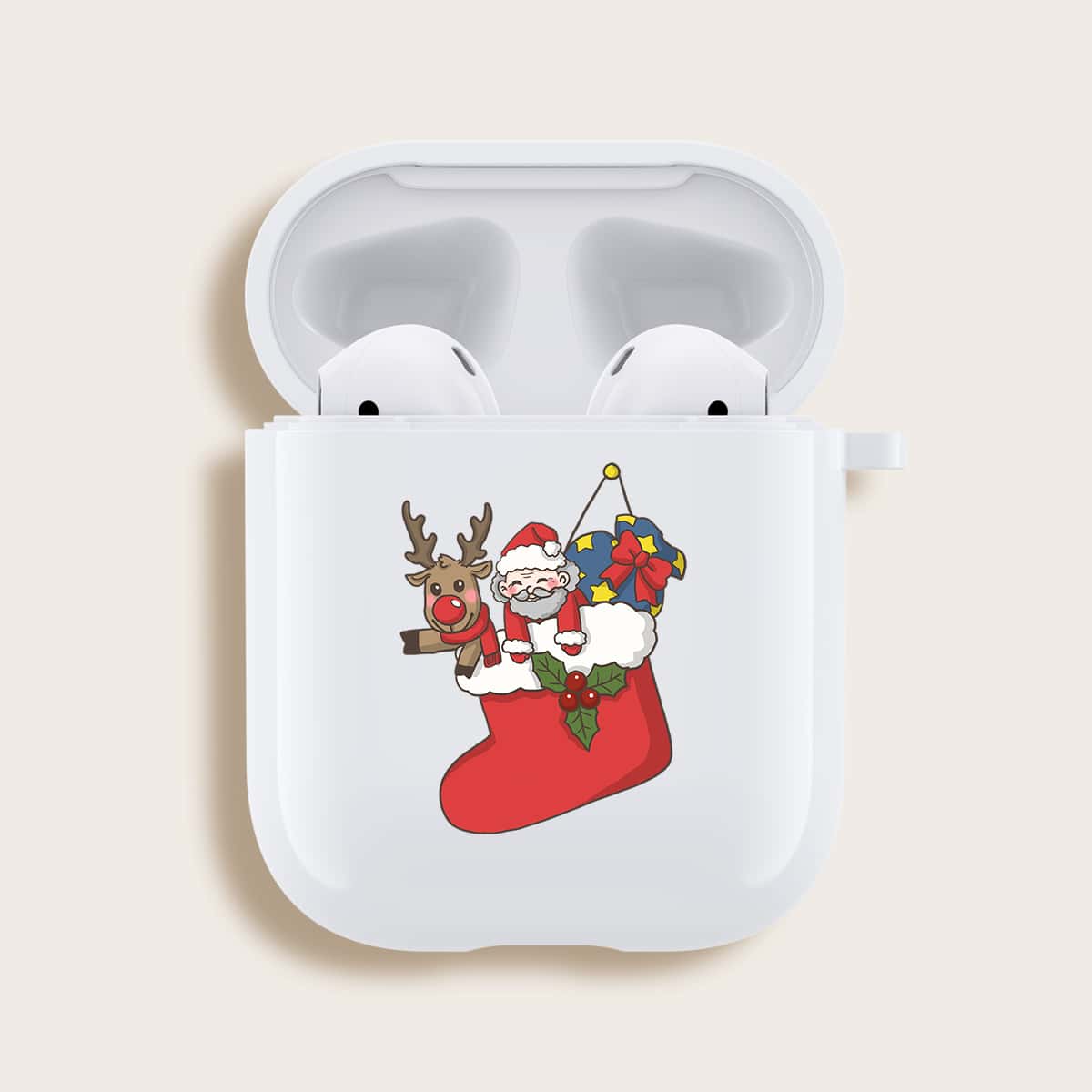 

Christmas Sock Airpods Case, White