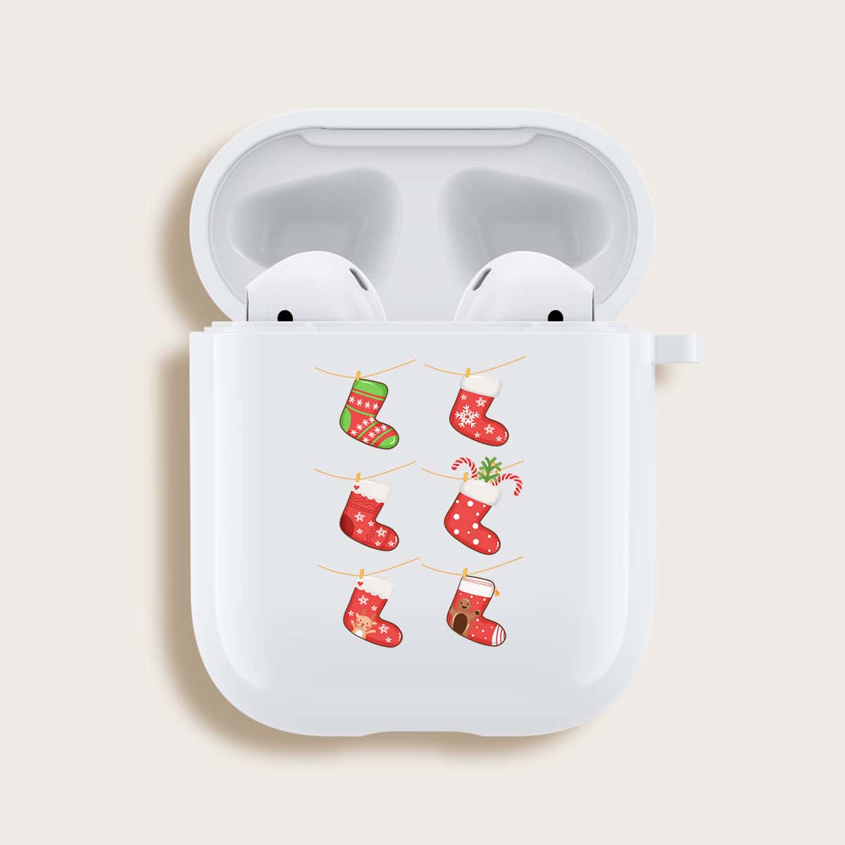 

Christmas Sock Airpods Case, White