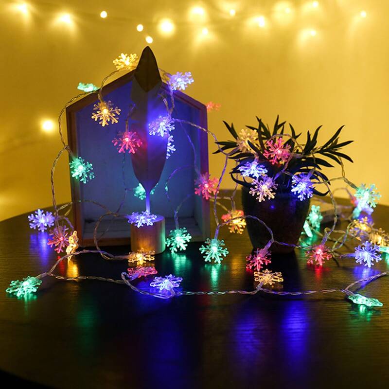 

1pc 1.5m String Light With 10pcs Snowflake Bulb, Multicolor