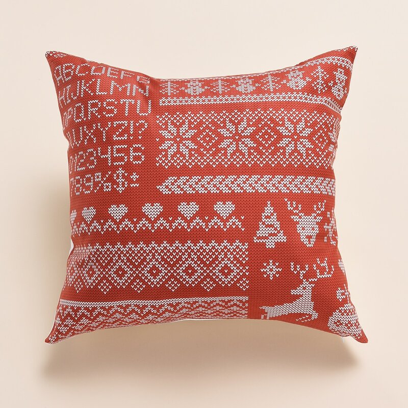 

Christmas Pattern Cushion Cover Without Filler, Red