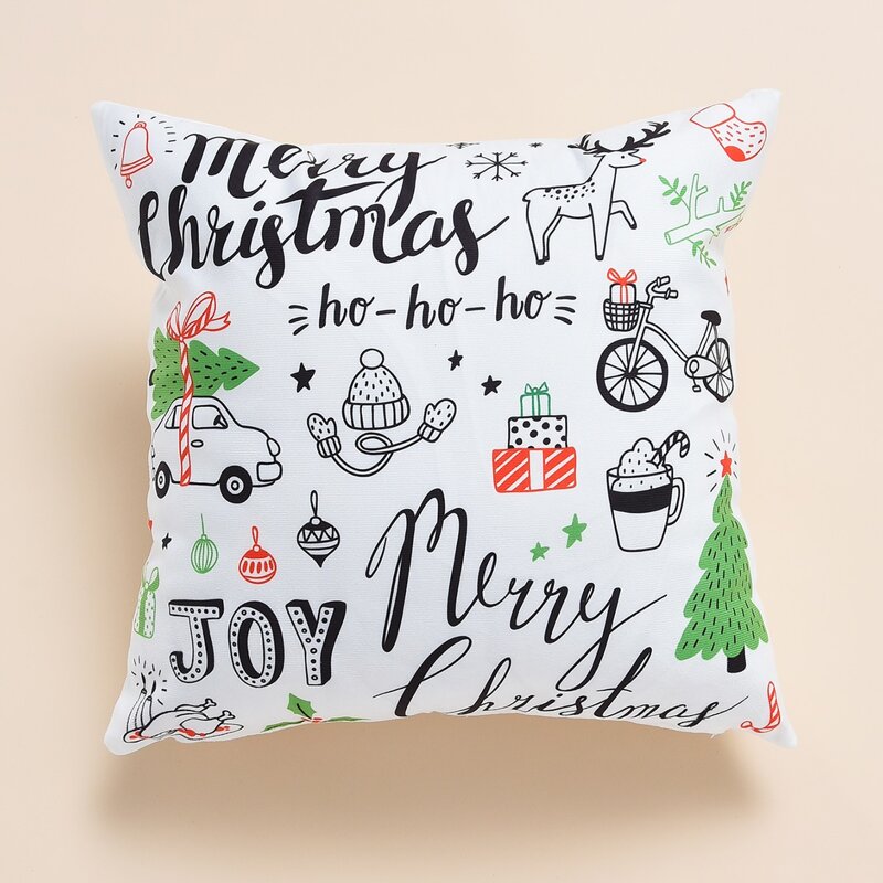 

Christmas Slogan Graphic Cushion Cover Without Filler, Multicolor
