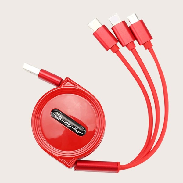 

3 In 1 Retractable Data Cable, Red