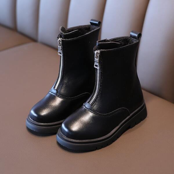 

Girls Zip Front Ankle Boots, Black