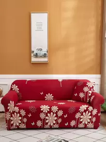 Vỏ bọc sofa co giãn in hoa & Vỏ đệm 1pc - Đỏ - Xem 1