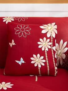 Vỏ bọc sofa co giãn in hoa & Vỏ đệm 1pc - Đỏ - Xem 6