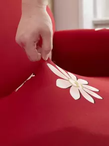 Vỏ bọc sofa co giãn in hoa & Vỏ đệm 1pc - Đỏ - Xem 7