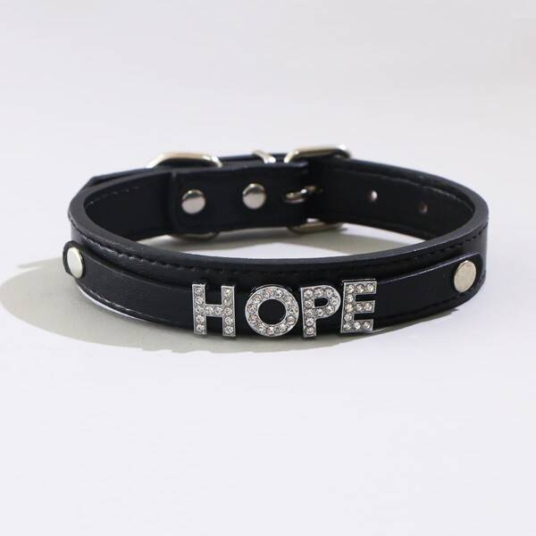 

Rhinestone Decor Dog Collar, Black
