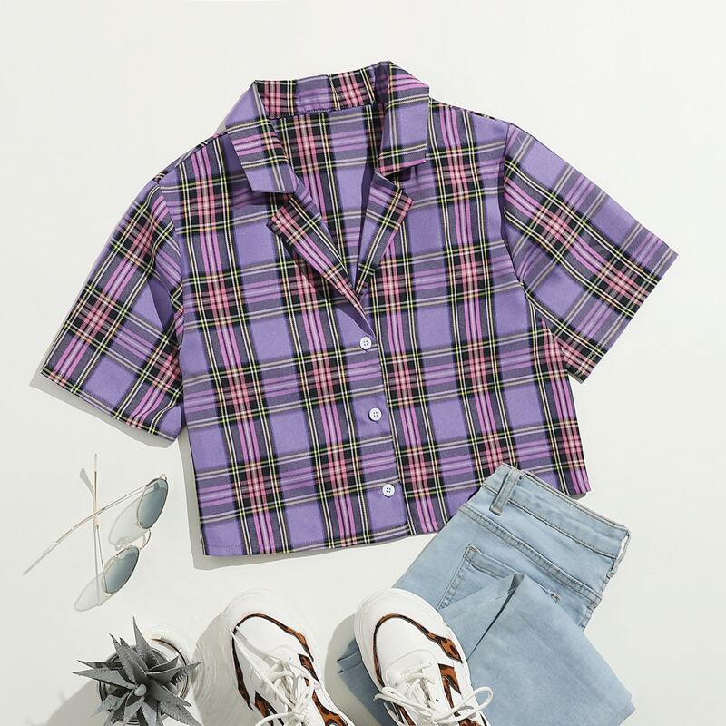 

Plaid Crop Shirt, Multicolor