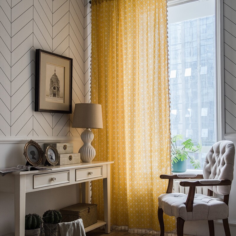 

Geometric Pattern Single Panel Curtain, Yellow