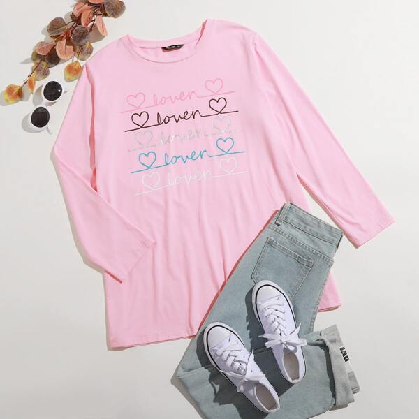 

Plus Letter Graphic Sleep Top, Baby pink