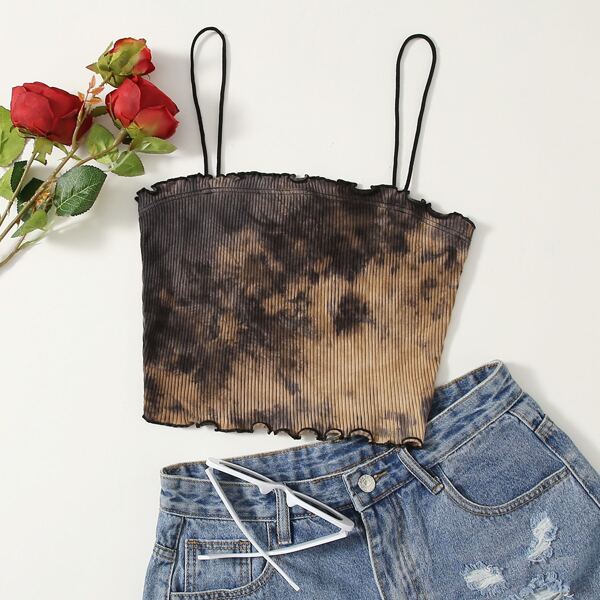 

Tie Dye Lettuce Trim Cami Top, Multicolor