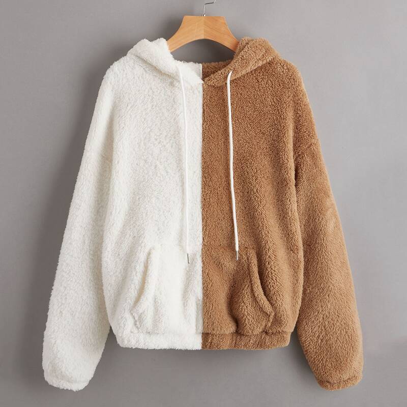 

Colorblock Teddy Hoodie, Multicolor