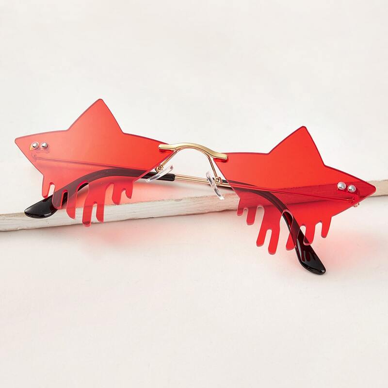 

Star Shaped Rimless Sunglasses, Red