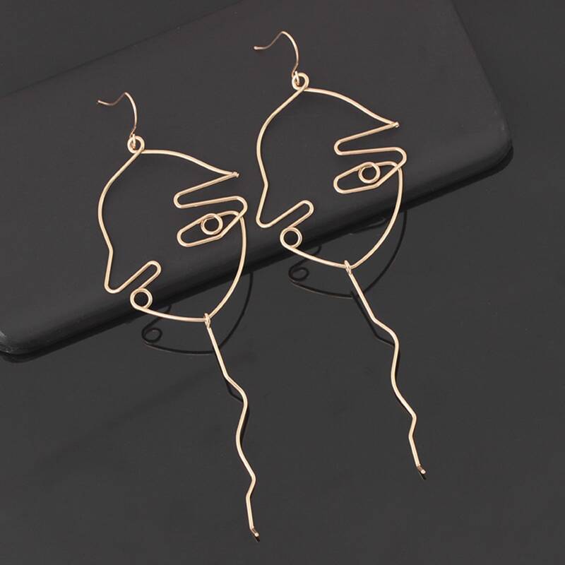 

Abstract Geo Drop Earrings, Gold