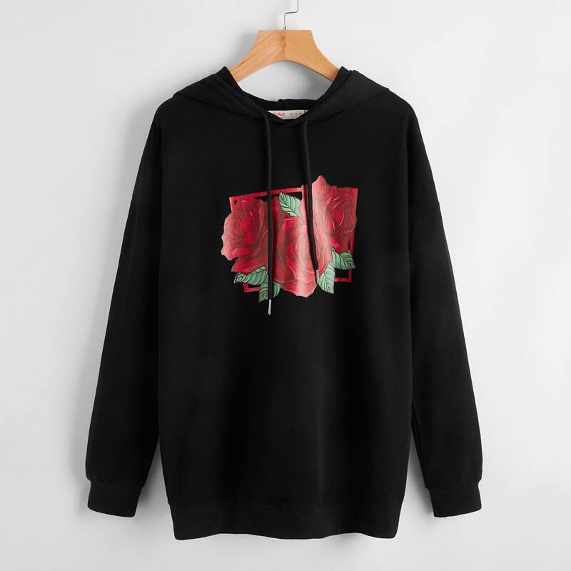 

Rose Graphic Hoodie, Black