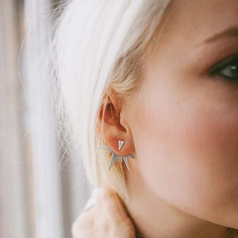 

1pair Geo Ear Jacket, Silver