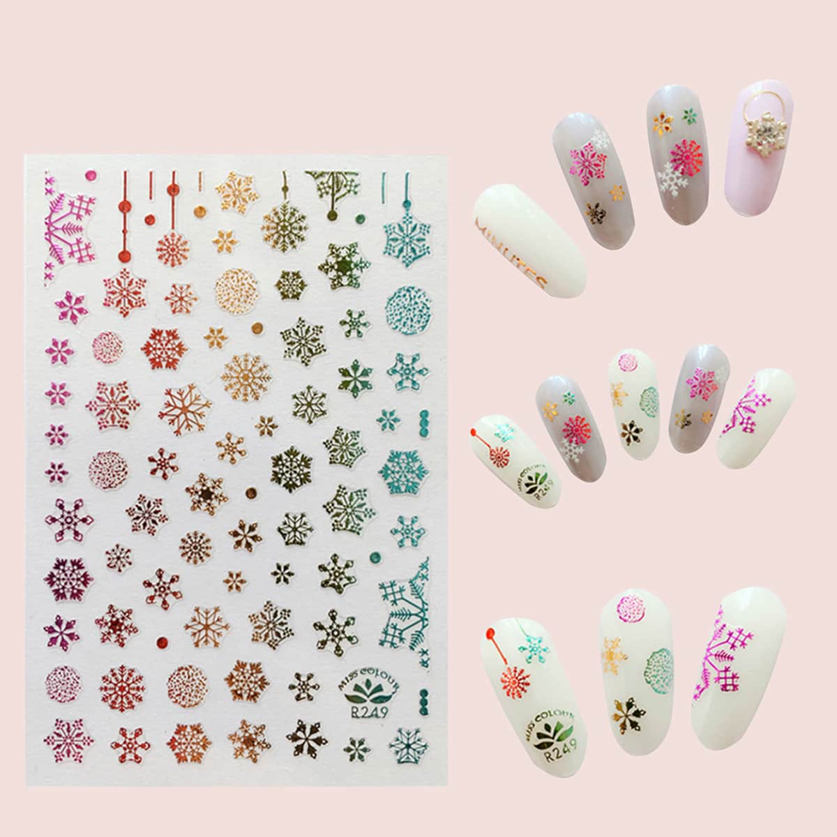 

1sheet Christmas Snowflake Nail Art Sticker, Multicolor