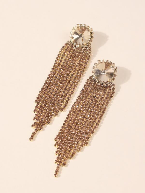 SHEIN SXY Rhinestone Tassel Decor Drop Earrings SHEIN USA