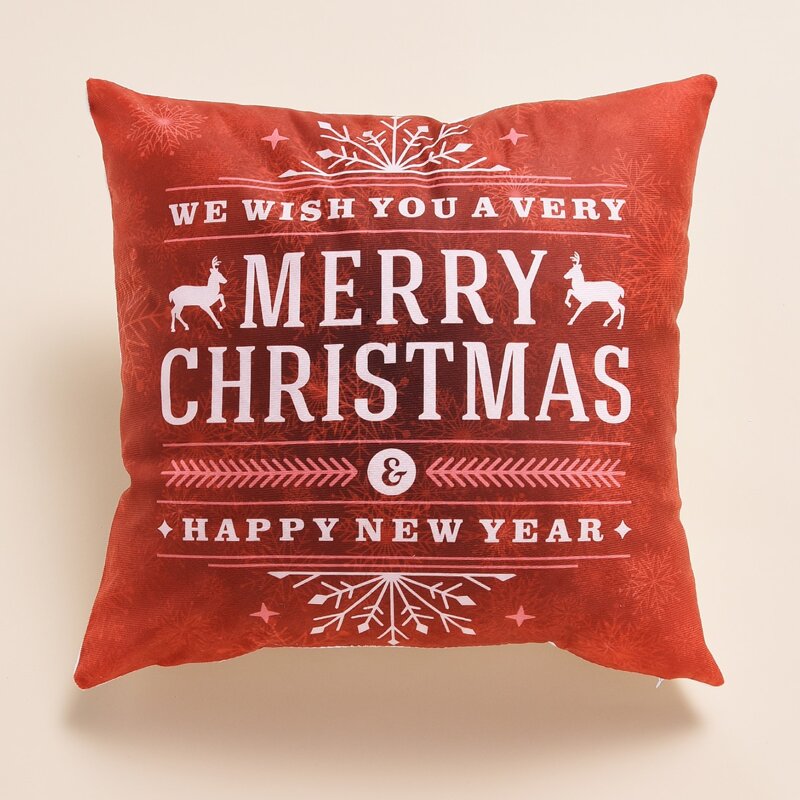 

Christmas Slogan Graphic Cushion Cover Without Filler, Red