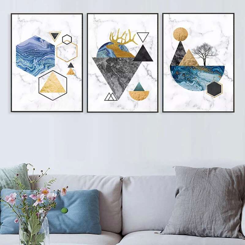 

3pcs Abstract Pattern Wall Painting Without Frame, Multicolor