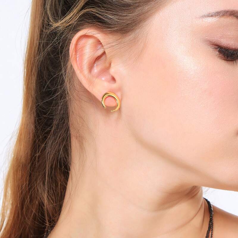 

Moon Stud Earrings, Gold