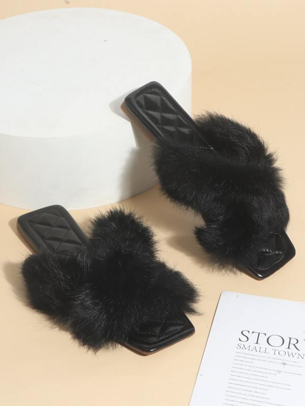 fur criss cross slides