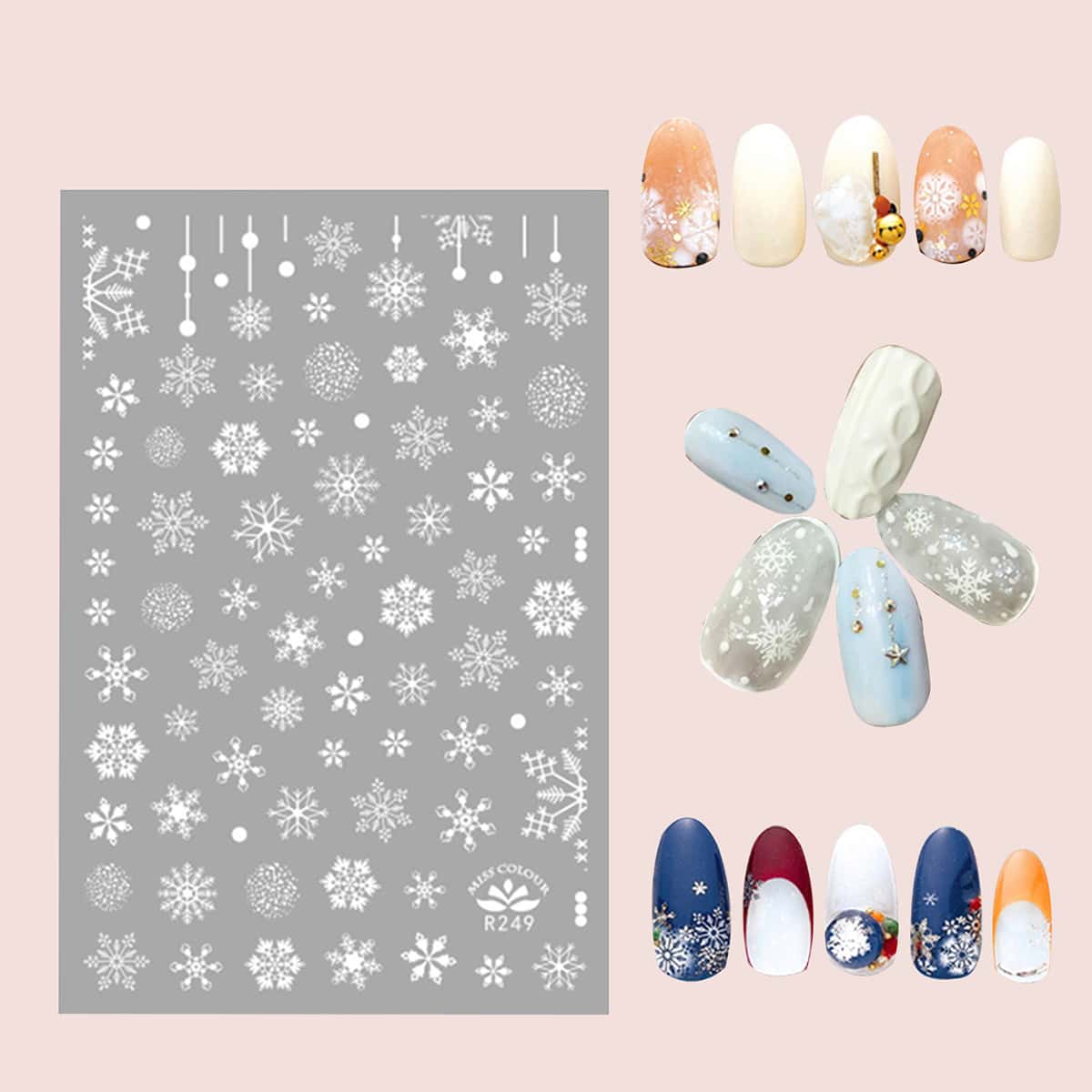 

1sheet Christmas Snowflake Nail Art Sticker, White