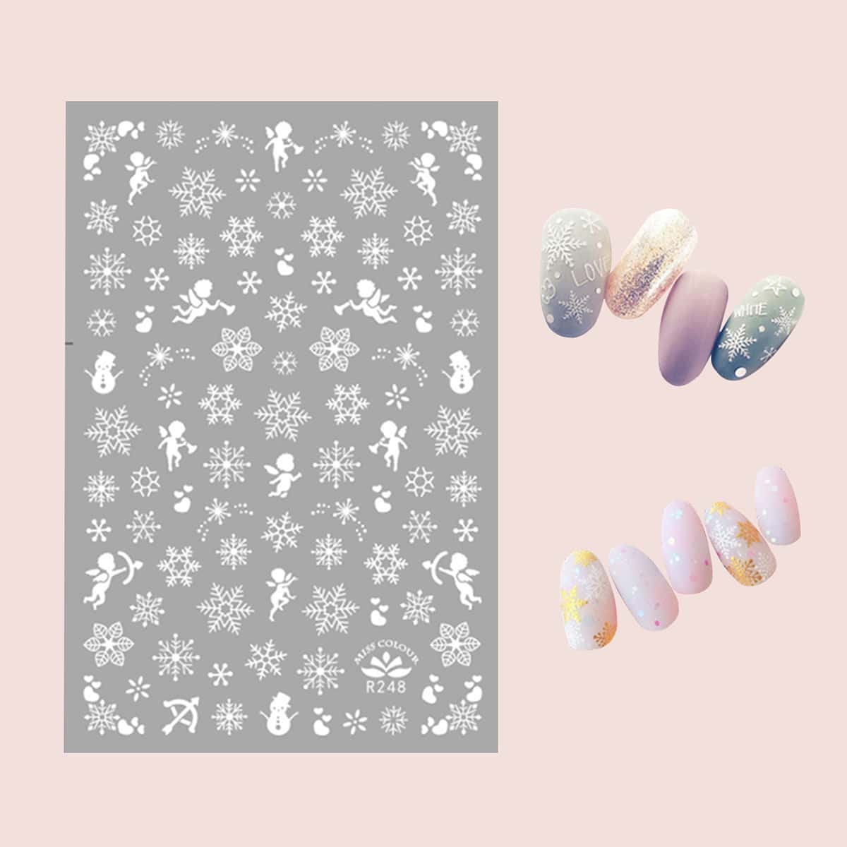 

1sheet Christmas Snowflake Nail Art Sticker, White