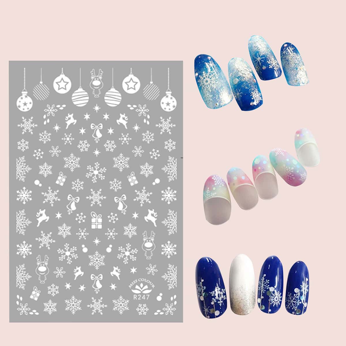 

1sheet Christmas Snowflake Nail Art Sticker, White