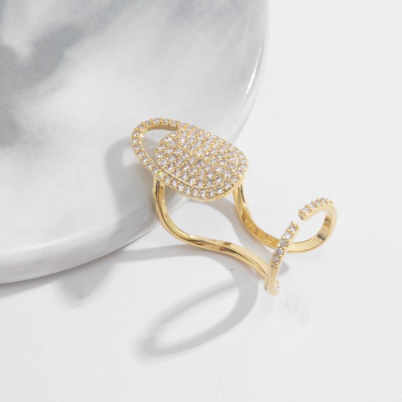 

Rhinestone Finger Ring, Gold