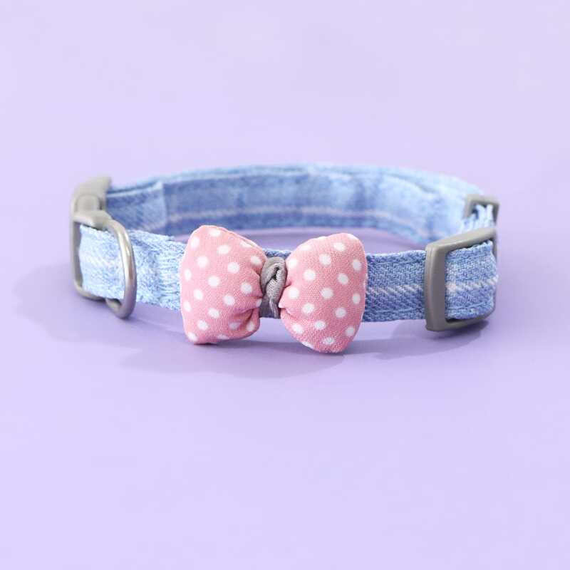 

Polka Dot Bow Decor Cat Collar, Pink