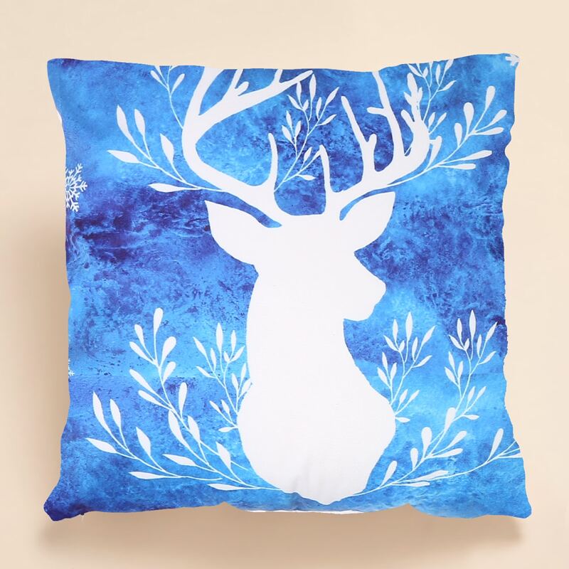 

Christmas Deer Print Cushion Cover Without Filler, Multicolor